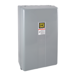 8502SEG2V02S – NEMA Contactor, Type S, nonreversing, Size 3, 90A, 50HP at 575VAC, 3 phase, up to 100kA, 3 pole, 120VAC coil, NEMA 1