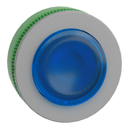 ZB5FH63C0 – Head for illuminated push button, Harmony XB5, grey bezel, blue projecting, 30mm, universal LED, push-push, unmarked