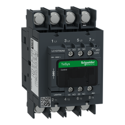LC1DT80A6MD – IEC contactor, TeSys Deca, nonreversing, 80A resistive, 4 pole, 4 NO, 220VDC coil, open style