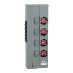 EZM314225 – Branch unit, EZ Meter-Pak, 225A, 4 x 5 jaw sockets, 208Y/120VAC, no bypass, ringed, 800A Al busbar