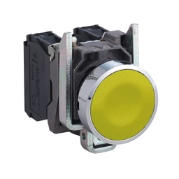 XB4BA55 – Push button, Harmony XB4, yellow flush, metal, 22mm, spring return, 1NO   1NC, unmarked