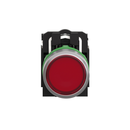 XB5AW34B5C0 – Illuminated push button, Harmony XB5, grey bezel, red flush, 22mm, universal LED, spring return, 1NO   1NC, 24V AC