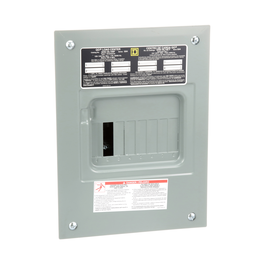 QO816L100FCP – Load center, QO, 1 phase, 8 spaces, 16 circuits, 100A fixed main lugs, NEMA1, flush cover, consumer pack