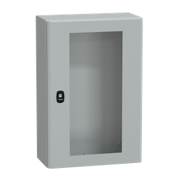NSYS3D6420T – Wall mounted steel enclosure, PanelSeT S3D, transparent door, without mounting plate, 600x400x200mm, IP66, IK08