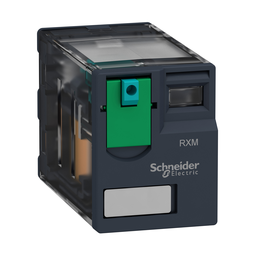 RXM2AB1BD – miniature plug in relay, Harmony Electromechanical Relays, 12A, 2CO, lockable test but to n, 24V DC