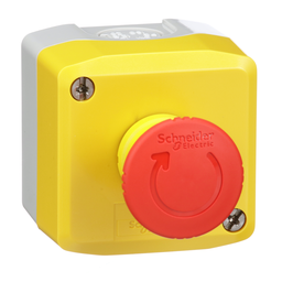 XALK178EH7 – Control station, Harmony, plastic, yellow, 1 red mushroom head push button 40mm, emergency stop turn to release 1NO   1NC, unmarked, UL CSA certified