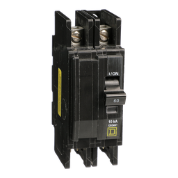QOUQ260B – Mini circuit breaker, QOU, 60A, 2 pole, 120/240VAC, 10kA, four point quick connect terminals, bulk pack