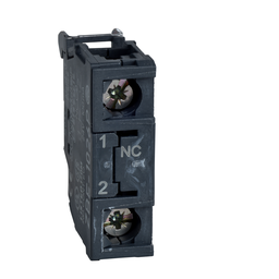 ZBE1026 – Single contact block, Harmony XB4, silver alloy, gold flashed, screw clamp terminal, 1NC