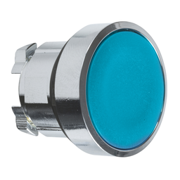 ZB4BH06 – Head for illuminated push button, Harmony XB4, metal, blue flush, 22mm, push-push, unmarked