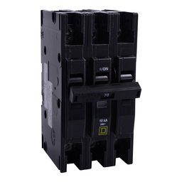 QOU3707100 – Mini circuit breaker, QOU, 70A, 3 pole, 240 VAC, 10kA, lock-off