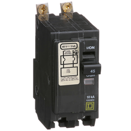 QOB2455272 – Mini circuit breaker, QO, 45A, 2 pole, 120/240VAC, 10kA, bolt on, 48VDC rating