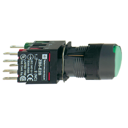 XB6AF3B5B – Complete illuminated push button, Harmony XB6, green flush, 16mm, latching, 1NO   1NC,  12…24V
