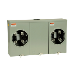 UT2R2122B – Meter socket, horizontal ganged, ringless socket, 205A, 2 position, 4 jaws, 600 VAC max, overhead/underground, no bypass