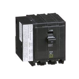 QO3601021 – Mini circuit breaker, QO, 60A, 3 pole, 120/240VAC, 10kA, plug in, AC shunt