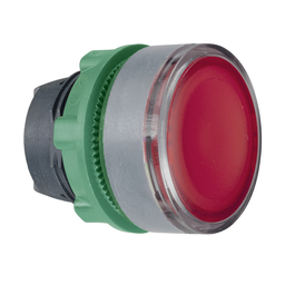 ZB5AH043C0 – Head for illuminated push button, Harmony XB5, grey bezel, red flush, 22mm, universal LED, push-push, unmarked