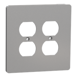 SQWS422012GY – Cover frame, X Series, for 2 duplex socket-outlet, 2 gangs, screw fixed, mid sized plus, gray, matte finish