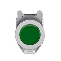 XB4FW33M5 – Illuminated push button, Harmony XB4, metal, green flush mounted, 30mm, universal LED, plain lens, 1NO   1NC, 230V AC