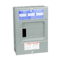 HOM612L100SCP – Load center, Homeline, 1 phase, 6 spaces, 12 circuits, 100A fixed main lugs, NEMA1, surface cover, consumer pack
