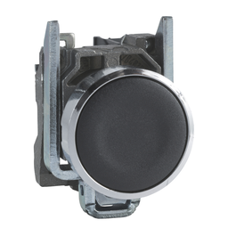 XB4BA22 – Push button, Harmony XB4, black flush, metal, 22mm, spring return, 1NC, unmarked