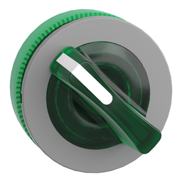 ZB5FK1233C0 – Head for illuminated selector switch, Harmony XB5, grey bezel, green handle, flush mounted, 30mm, universal LED, 2 positions