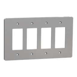SQWS141004GY – Cover frame, X Series, 4 gangs, screw fixed, mid sized plus, gray, matte finish