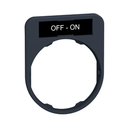 ZBYF2367 – Legend holder, Harmony XB5, 40 x 50mm, for flush mounted heads, plastic, dark grey, white marked OFF-ON