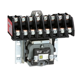8903LO80V02 – Contactor, Type L, multipole lighting, electrically held, 30A, 8 pole, 600V, 110/120VAC 50/60Hz coil, open style