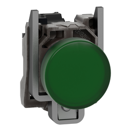 XB4BV63 – Pilot light, Harmony XB4, metal, green, 22mm, plain lens with BA9s bulb, lt 250V