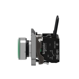 XB4BW23G5 – Push-to-test pilot light, Harmony XB4, metal, green, universal LED, screw clamp terminals, 110…120V