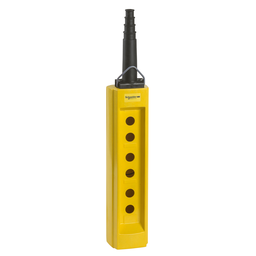 XACB06 – Empty pendant control station, Harmony XAC, plastic, yellow, 6 cut outs, for cable 10…22mm