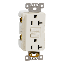 SQR51201LA – Socket-outlet, X Series, 20A, decorator, GFCI, tamper resistant, commercial, light almond, matte finish