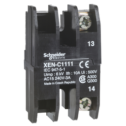 XENB1491 – spring return contact block – 1 OC   1 NO – front mounting, 30 or 40 mm centres