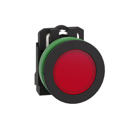 XB5FVB4 – Pilot light, Harmony XB5, antimicrobial, grey plastic, red flush mounted, 30mm, universal LED, plain lens, 24V AC DC
