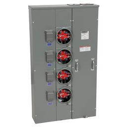 MPR64200 – Meter center, MP Meter-Pak, 4 sockets, no bypass, 5 jaws, 600A bus, 200A max breaker rating, ringless