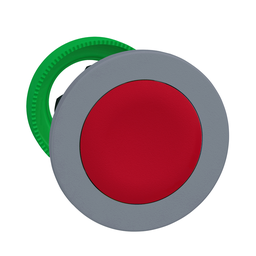 ZB5FA4C0 – Flush mounted push button head, Harmony XB5, plastic, red, 30mm, spring return, unmarked, grey bezel