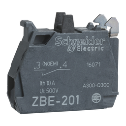 ZBE201 – Single contact block, Harmony XB4, silver alloy, screw clamp terminal, early make 1NO