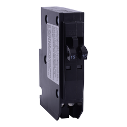 QO1515CP – Tandem mini circuit breaker, QO, 2 x 1 pole at 15A, 120/240VAC, 10kA, plug in, consumer pack