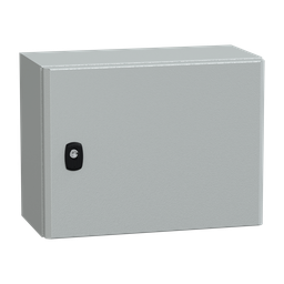 NSYS3D3420P – Wall mounted steel enclosure, PanelSeT S3D, plain door, with mounting plate, 300x400x200mm, IP66, IK10