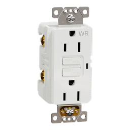 SQR51103WH – Socket-outlet, X Series, 15A, decorator, GFCI, tamper resistant, weatherproof, residential, white, matte finish