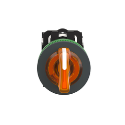XB5FK135M5 – Illuminated selector switch, Harmony XB5, grey plastic, orange handle, 30mm, universal LED, 3 positions, 1NO   1NC, 230…240V AC