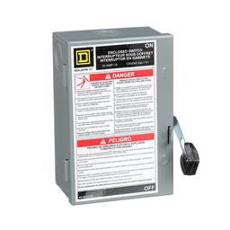 L211N – Safety switch, light duty, fusible, 30A, 3 wire, 2 poles, 1 neutral, 120VAC, Type 1