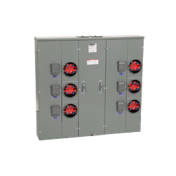 MP86200 – Meter center, MP Meter-Pak, 6 sockets, no bypass, 4 jaws, 800A bus, 200A max breaker rating, ringed