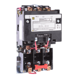 Square D 8536SDO1V08 208 VAC 45 Amp 25 Hp 3-Pole Open Type Full Voltage Non-Reversing Magnetic Starter