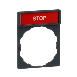 ZBY2304 – Harmony, 22mm Push Button, legend holder 30 x 40 mm, with legend 8 x 27 mm, marked STOP