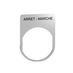 ZBYM2166 – Legend plate, Harmony XB5, 30 x 40mm, metal, black marked ARRET-MARCHE