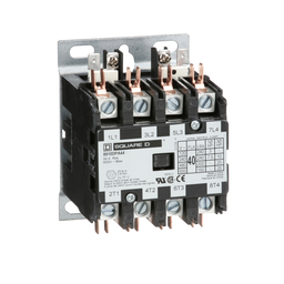 8910DPA44V09 – Contactor, Definite Purpose, 40A, 4 pole, 25HP at 575VAC, 3 phase, 208/240VAC 60Hz 220VAC 50Hz coil, open