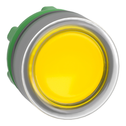 ZB5AW583C0 – Head for illuminated push button, Harmony XB5, grey bezel, yellow flush, 22mm, universal LED, clear boot