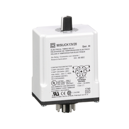 9050JCK13V20 – Timing Relay, Type JCK, plug In, on delay, adjustable time, 0.6 to 60 seconds, 10A, 240 VAC, 120 VAC/110 VDC