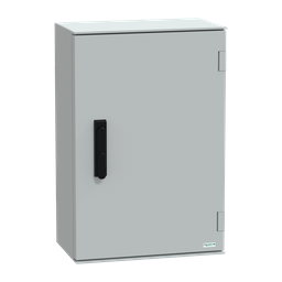 NSYPLM64VG – Wall mounted polyester enclosure, Thalassa PLM, plain door, with handle, 647x436x250mm, IP66, IK10, RAL 7035