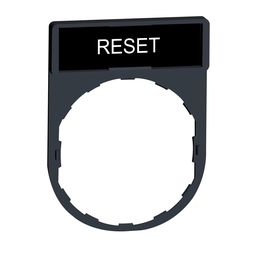 ZBY2322 – Legend holder, Harmony XB4, 30 x 40mm, plastic, 8 x 27mm legend, white marked RESET